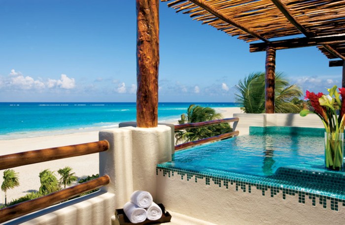 Meksyk - hotel Secrets Maroma Beach Riviera Cancun, jacuzzi, widok na Morze Karaibskie, tropical sun